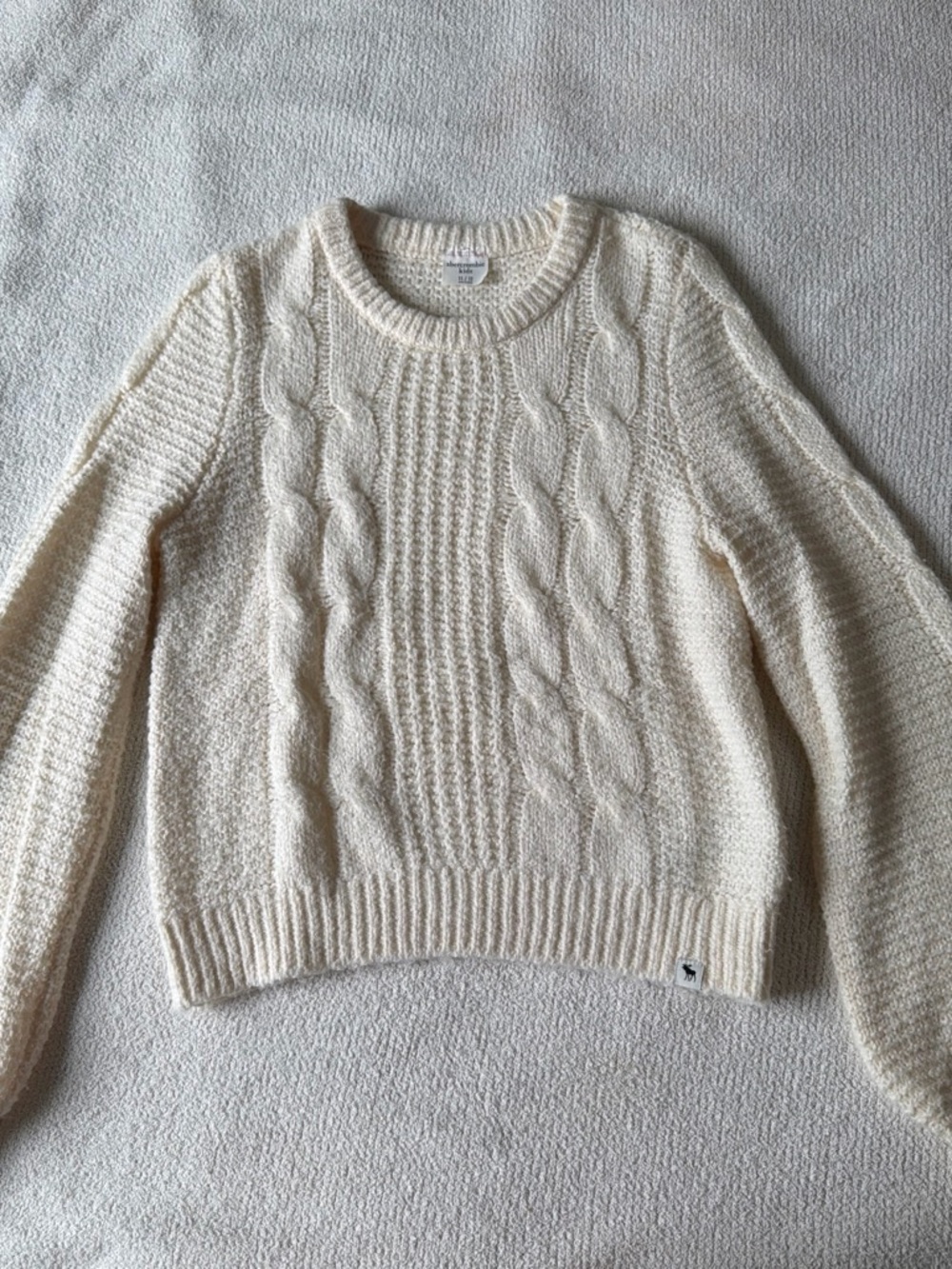 Abercrombie & Fitch Cream Cable-Knit Sweater for Girls